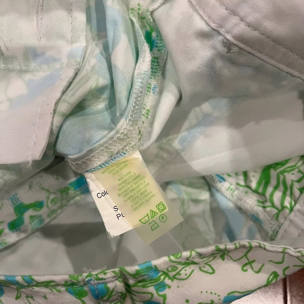 Lilly Pulitzer Callan Shorts Animal Print White Blue Green‎ Floral Print Size 00